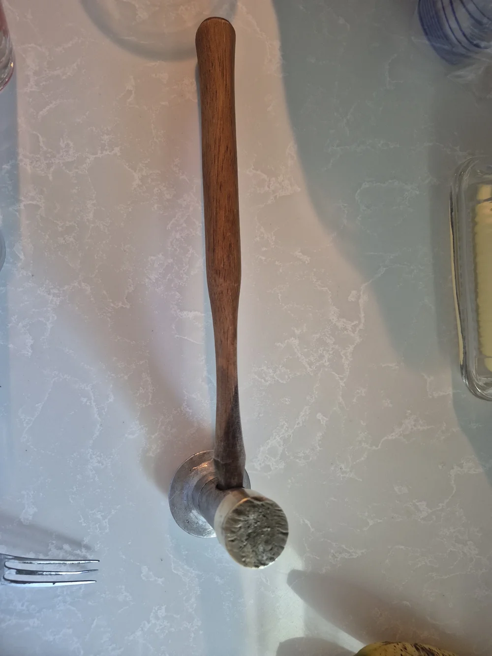 Vintage Brass/ Steel Meat Tenderizer Mallet -wood Handle